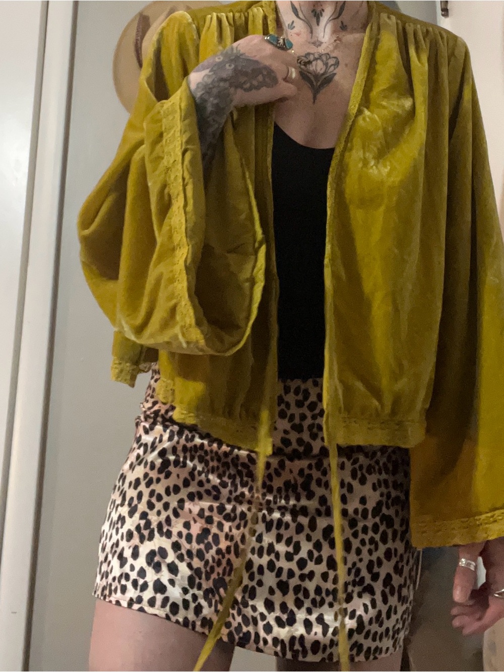 Free People Velvet Bed Jacket Yellow Size XS
